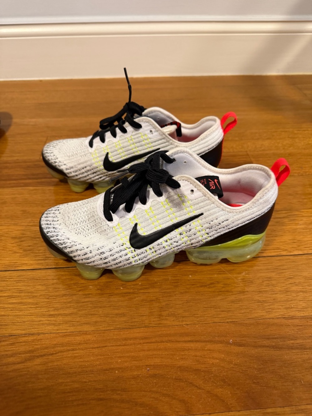 Nike Kids White/Black/Neon Yellow Air VaporMax Sneakers
